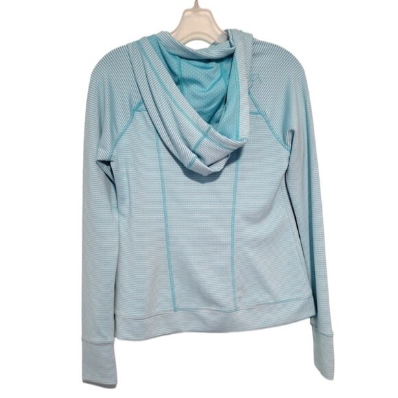 Tangerine Turquoise Blue Stripe Athletic Hoodie Size Small - Picture 2 of 5
